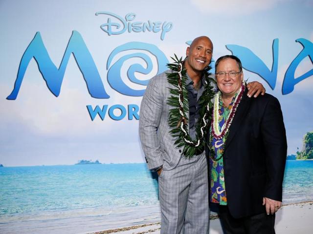 Actor Dwayne Johnson and executive producer John Lasseter pose at the world premiere of Walt Disney Animation Studios' Moana. (REUTERS) Actor Dwayne Johnson and executive producer John Lasseter pose at the world premiere of Walt Disney Animation Studios' Moana. (REUTERS)