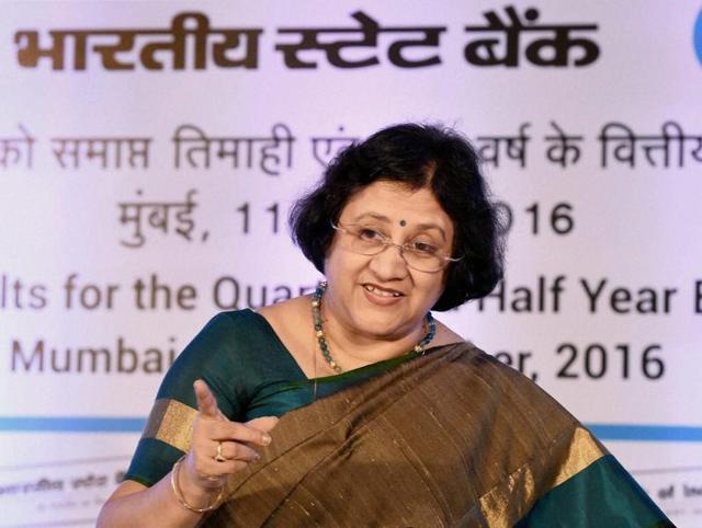 SBI chairperson Arundhati Bhattacharya speaks during a press conference in Mumbai. (PTI File Photo) SBI chairperson Arundhati Bhattacharya speaks during a press conference in Mumbai. (PTI File Photo)