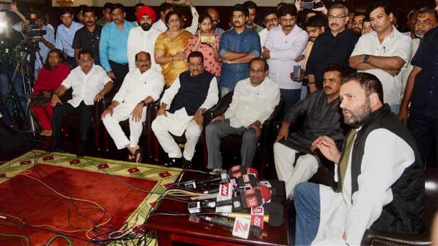 Congress vice-president Rahul Gandhi addresses a press conference in Mumbai on Tuesday.(PTI)