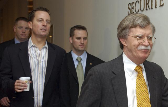 John Bolton (right), former ambassador to the UN, has also emerged as a leading contender for the position. (AP) John Bolton (right), former ambassador to the UN, has also emerged as a leading contender for the position. (AP)