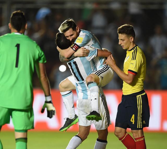Lionel Messi kept Argentina’s World Cup qualifying hopes alive with victory over Colombia after they were thrashed 3-0 by Brazil. (AFP) Lionel Messi kept Argentina’s World Cup qualifying hopes alive with victory over Colombia after they were thrashed 3-0 by Brazil. (AFP)