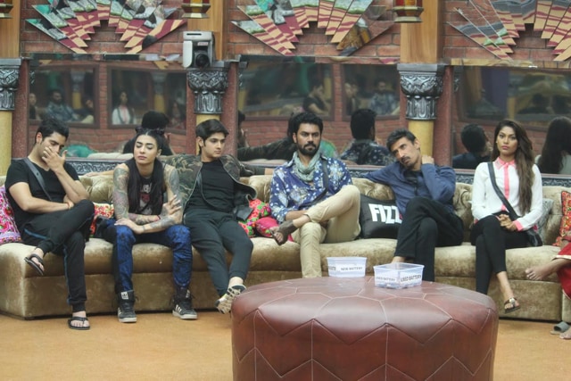 The housemates sit inside the Bigg Boss house. The housemates sit inside the Bigg Boss house.
