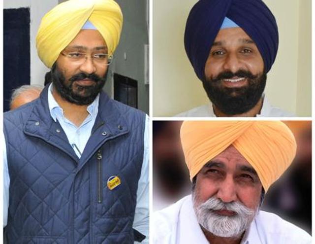 Clockwise from left: Finance minister Parminder Singh Dhindsa has been shifted to Lehra segment, while his cabinet colleagues Bikram Singh Majithia and Sikander Singh Maluka will re-contest from their segments. (HT Photos) Clockwise from left: Finance minister Parminder Singh Dhindsa has been shifted to Lehra segment, while his cabinet colleagues Bikram Singh Majithia and Sikander Singh Maluka will re-contest from their segments. (HT Photos)