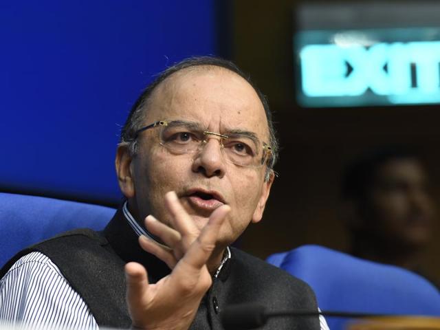 Finance Minister Arun Jaitley during a press conference at National Media Centre in New Delhi.(Arvind Yadav/HT File Photo)