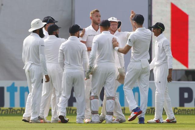 Stuart Broad got the early breakthrough for England in the Vizag Test. (BCCI)