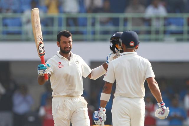 Cheteshwar Pujara continued his magnificent form in 2016 as he notched up his third consecutive century. (BCCI)