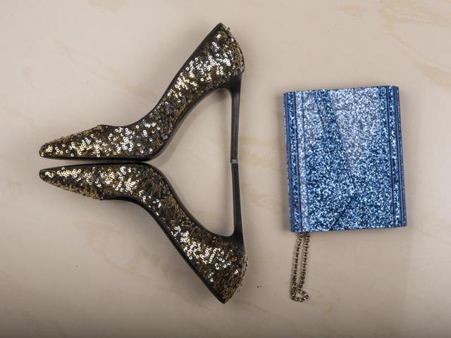 A pair of Yves Saint Laurent shoes and a Jimmy Choo bag (Photo: Aalok Soni/HT) 