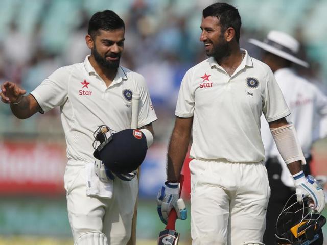 Virat Kohli and Cheteshwar Pujara scored 226 runs for the third wicket.(AFP)