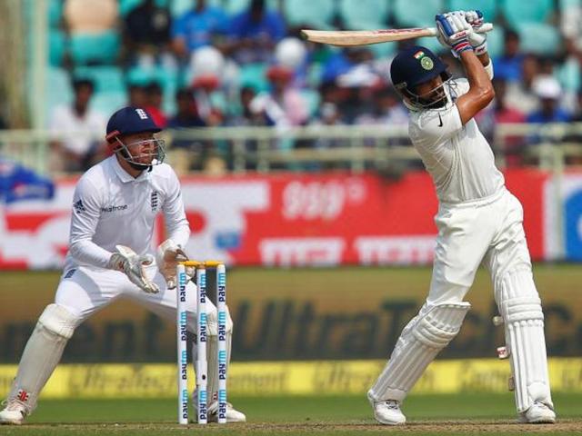 Virat Kohli plays a shot against England. (BCCI/ SPORTZPICS) Virat Kohli plays a shot against England. (BCCI/ SPORTZPICS)