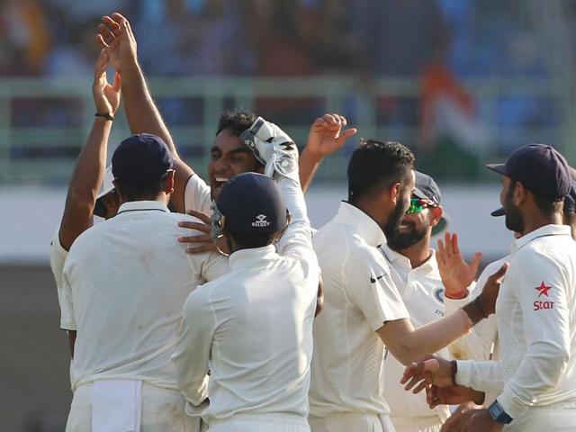 Jayant Yadav picked up a wicket on debut as India were on top in Vizag.(BCCI)