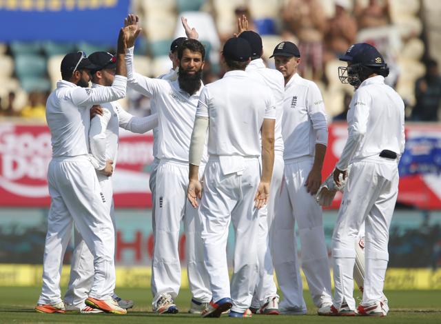Moeen Ali picked up three wickets in the first session as England mounted a comeback in Vizag. (AP) Moeen Ali picked up three wickets in the first session as England mounted a comeback in Vizag. (AP)