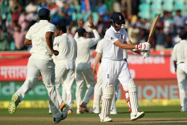Joe Root’s departure for 53 to R Ashwin resulted in India consolidating their grip on the second day of the Vizag Test. (BCCI) Joe Root’s departure for 53 to R Ashwin resulted in India consolidating their grip on the second day of the Vizag Test. (BCCI)