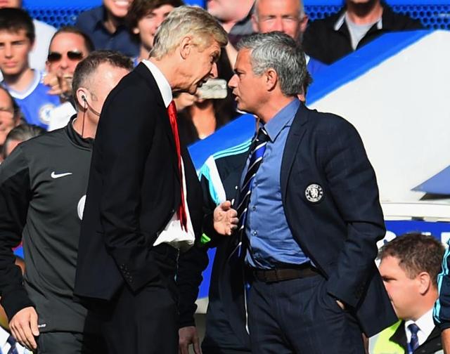 Sparks often fly when Arsene Wenger and Jose Mourinho have to share a touchline, typified by their notorious shoving match during a Chelsea-Arsenal fixture at Stamford Bridge two years ago. (Getty Images) Sparks often fly when Arsene Wenger and Jose Mourinho have to share a touchline, typified by their notorious shoving match during a Chelsea-Arsenal fixture at Stamford Bridge two years ago. (Getty Images)
