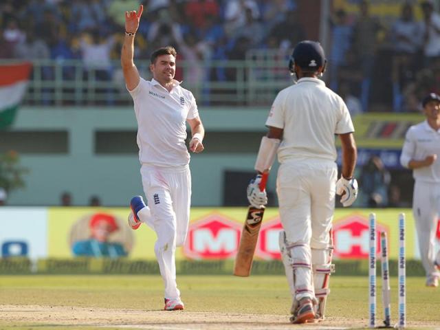 James Anderson dismissed Cheteshwar Pujara with a magnificent ball as India were reeling at 40/3. (BCCI) 