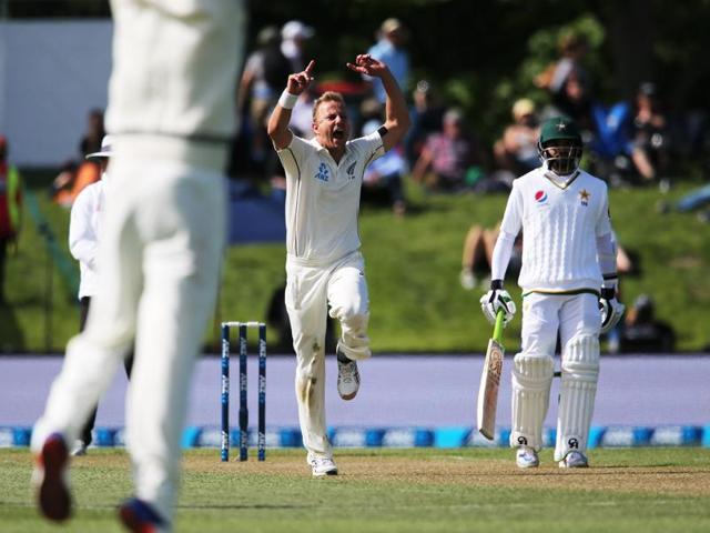 Neil Wagner claimed his 100th wicket in his 26th Test, becoming the second-fastest New Zealander to achieve the feat after Richard Hadlee reached the mark in 25 matches.(Getty Images)