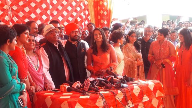 Aamir Khan addresses the media at Geeta Phogat’s wedding. (Yashika Mathur/ HT Photo) Aamir Khan addresses the media at Geeta Phogat’s wedding. (Yashika Mathur/ HT Photo)