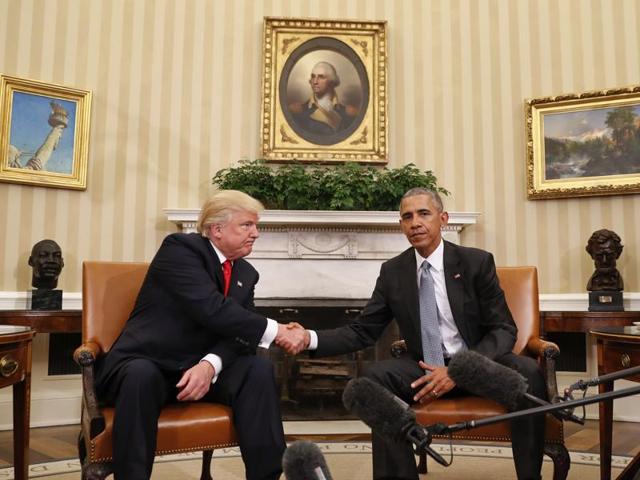 US President Barack Obama meets with President-elect Donald Trump in the Oval Office at the White House on November 10, 2016 in Washington, DC.(AFP) US President Barack Obama meets with President-elect Donald Trump in the Oval Office at the White House on November 10, 2016 in Washington, DC.(AFP)