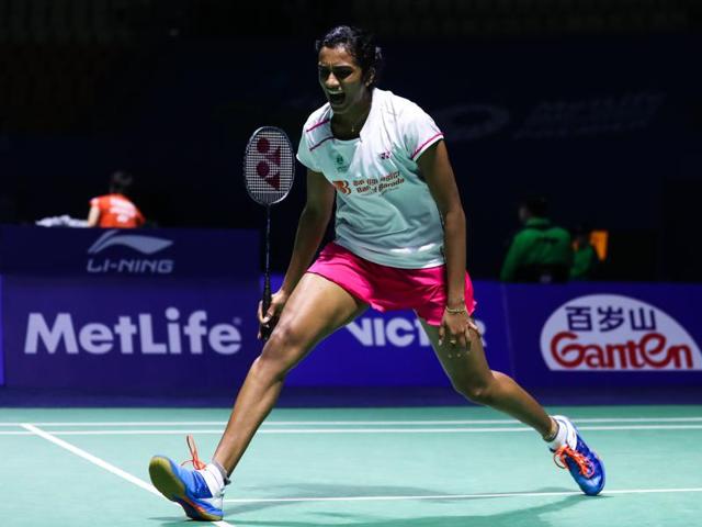 PV Sindhu beat Chinese Sun Yu 21-11, 17-21, 21-11 in 69 minutes.(VCG via Getty Images)