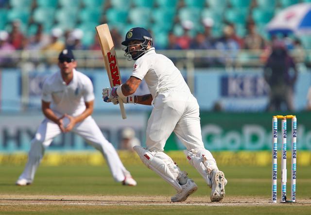 Virat Kohli held firm against an England attack that was determined to bowl India out cheaply. (REUTERS) Virat Kohli held firm against an England attack that was determined to bowl India out cheaply. (REUTERS)