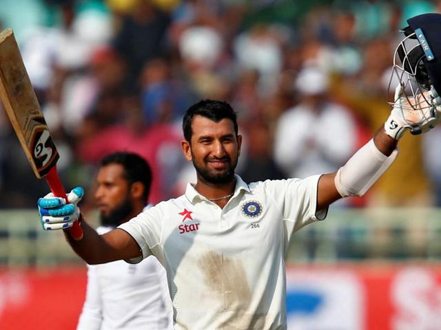 Cheteshwar Pujara had scored a century in the Indian first innings against England in Vizag, and, alongside skipper Virat Kohli, had put the visitors on the back foot. (REUTERS) Cheteshwar Pujara had scored a century in the Indian first innings against England in Vizag, and, alongside skipper Virat Kohli, had put the visitors on the back foot. (REUTERS)