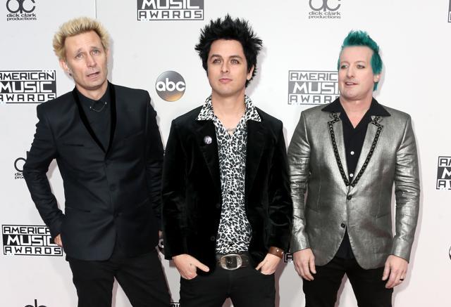Musicians Mike Dirnt, Billie Joe Armstrong and Tré Cool of Green Day attends the 2016 American Music Awards at Microsoft Theater on Sunday in Los Angeles, California. (AFP) Musicians Mike Dirnt, Billie Joe Armstrong and Tré Cool of Green Day attends the 2016 American Music Awards at Microsoft Theater on Sunday in Los Angeles, California. (AFP)