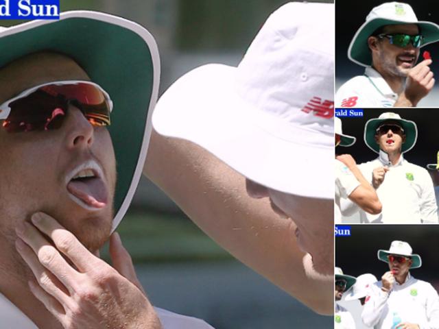 South Africa players decided to mock the ball tampering allegations (Lollygate) on their skipper Faf du Plessis. On the first day of the tour game against Victoria XI on Saturday, South Africa pacers Kyle Abbott and Morne Morkel binged on candies and then made a search for lollies left in their mouths following a drinks break.(Twitter.com)