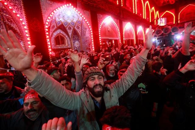 Shia Muslim pilgrims gather as they commemorate the Arbaeen, in Kerbala, Iraq, on Monday. (REUTERS)