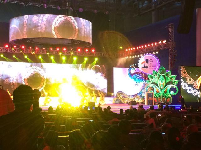 A Ganesh Acharya choreographed dance performance through the opening ceremony. (HT Photo)