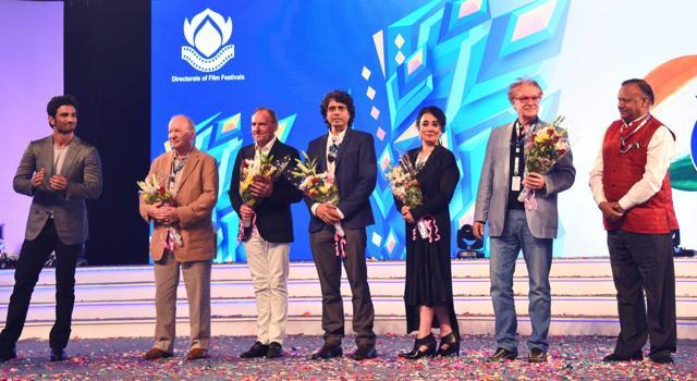 Secretary, Ministry of Information &amp; Broadcasting, Ajay Mittal with the jury members during the innauguration of 47th International Film Festival (IFFI) in Panaji on Nov. 20, 2016. (IANS)