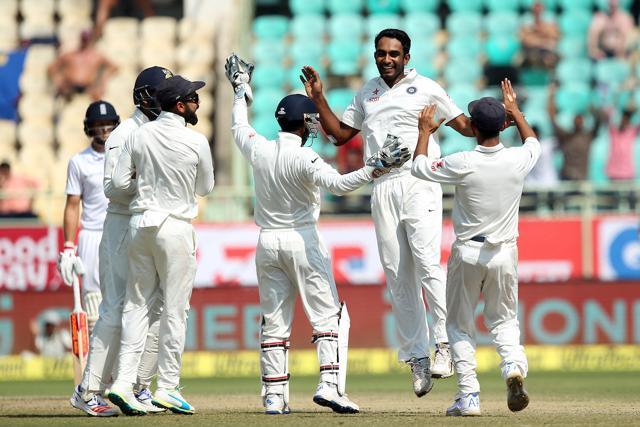 Jayant Yadav removed Ben Stokes as India closed in on a win against England in Vizag. (BCCI) Jayant Yadav removed Ben Stokes as India closed in on a win against England in Vizag. (BCCI)