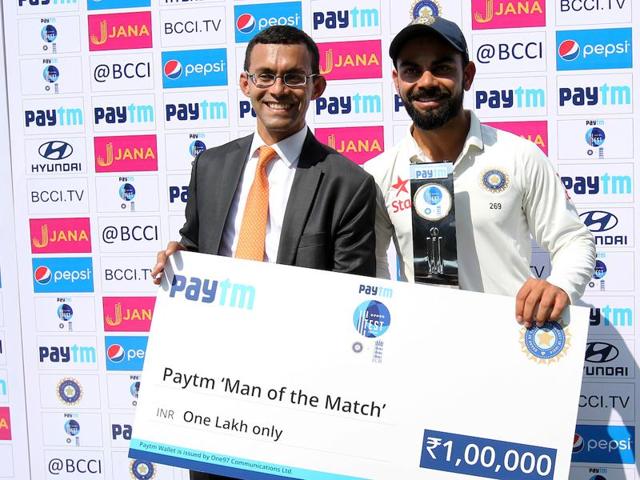 Kohli won the Man of the Match award for his knocks of 167 and 81. India’s next Test will be in Mohali on November 26. (BCCI) Kohli won the Man of the Match award for his knocks of 167 and 81. India’s next Test will be in Mohali on November 26. (BCCI)
