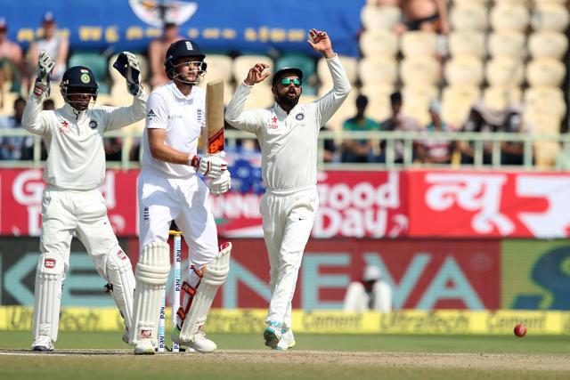 Joe Root held firm as India pushed for wickets on the final day of the second Test in Vizag. (BCCI) Joe Root held firm as India pushed for wickets on the final day of the second Test in Vizag. (BCCI)