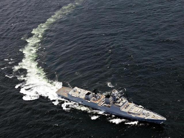 A Kolkata-class destroyer, INS Chennai was commissioned at the naval dockyard. (kunal patil/ht) 