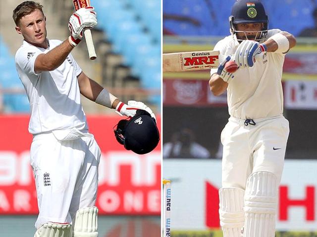 After the Vizag Test, Virat Kohli breached the 800-mark in the ICC rating points for the first time, moving to within 22 points of Joe Root (right).