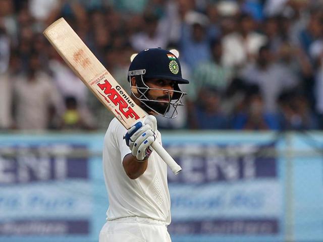 India captain Virat Kohli has broken into the top 10 Test batsmen for the first time.(SPORTZPICS)