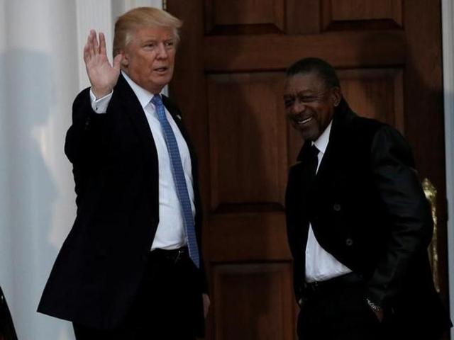 US President-elect Donald Trump appears with Black Entertainment Television founder Robert Johnson before their meeting, November 20, 2016. Trump first cancelled and then rescheduled an interview with the NYT on Tuesday. (Reuters) US President-elect Donald Trump appears with Black Entertainment Television founder Robert Johnson before their meeting, November 20, 2016. Trump first cancelled and then rescheduled an interview with the NYT on Tuesday. (Reuters)