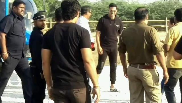 Akshay Kumar was in Nandgaon for the shooting of his movie Toilet – Ek Prem Katha on Monday. (HT Photo) Akshay Kumar was in Nandgaon for the shooting of his movie Toilet – Ek Prem Katha on Monday. (HT Photo)