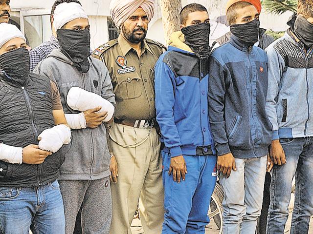 The accused in police custody in Ludhiana..(Gurminder Singh/HT Photo)
