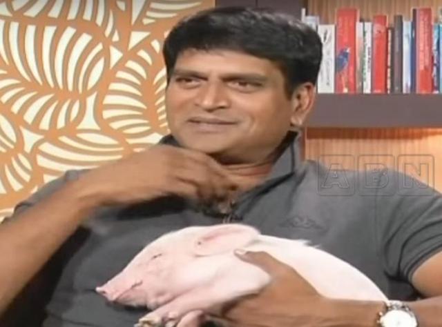 The piglet plays the central character in Ravi Babu’s upcoming Telugu film, Adhugo.(YouTube Grab)