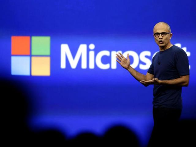 Microsoft CEO Satya Nadella gestures as he speaks during his keynote address in San Francisco, California.((Reuters file photo))