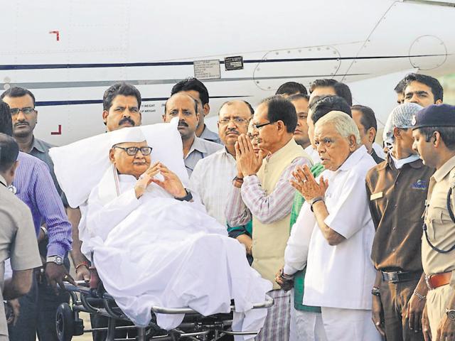 Ram Naresh Yadav before being airlifted to Lucknow.(HT file photo)