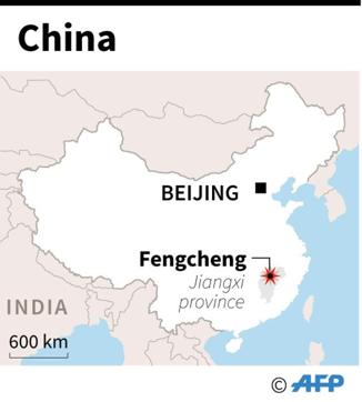 Map of China locating Fengcheng, where dozens of people were killed when a platform collapsed at a power station under construction Thursday. (AFP)