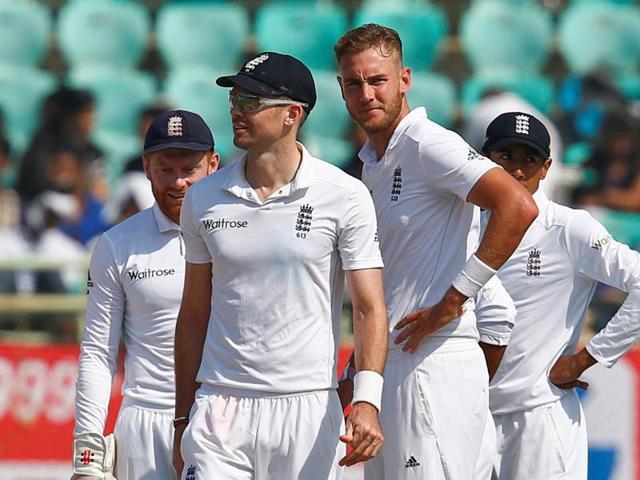 Stuart Broad suffered an injury in the second Test in Vizag and he could miss the Mohali Test. (REUTERS)
