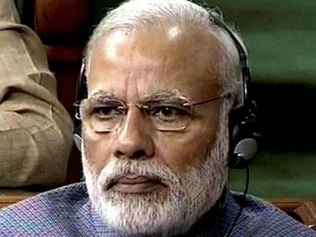 Prime Minister Narendra Modi in the Lok Sabha on Wednesday. (PTI Photo) Prime Minister Narendra Modi in the Lok Sabha on Wednesday. (PTI Photo)