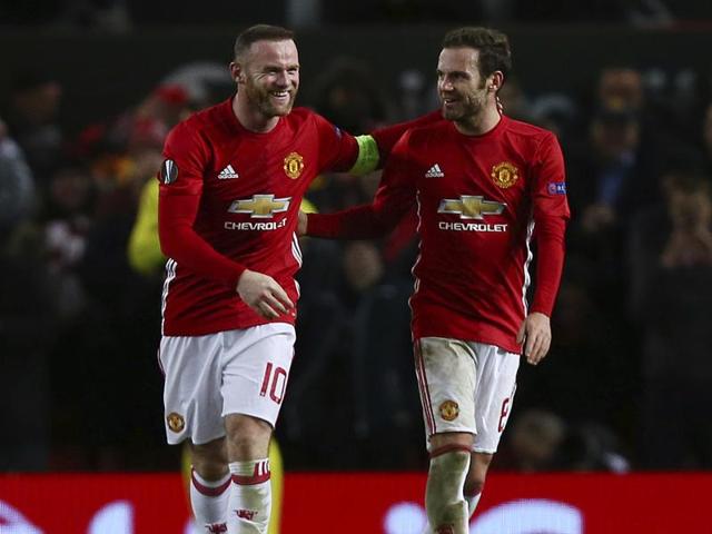 Wayne Rooney surpassed Ruud van Nistelrooy’s tally of goals for Manchester United FC as they thrashed Feyenoord 4-0 in the Europa League.(AP) Wayne Rooney surpassed Ruud van Nistelrooy’s tally of goals for Manchester United FC as they thrashed Feyenoord 4-0 in the Europa League.(AP)