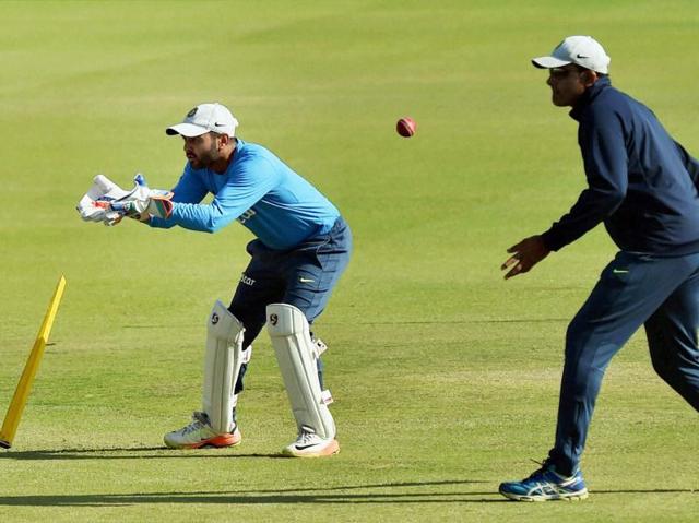 Indian coach Anil Kumble had a special session with wicket-keeper Parthiv Patel, who was called in for the match after ’keeper Wriddhiman Saha was ruled out due to an injury. (PTI)
