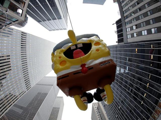 Spongebob Squarepants came out of his home under the sea to celebrate Thanksgivings with humans. (REUTERS) Spongebob Squarepants came out of his home under the sea to celebrate Thanksgivings with humans. (REUTERS)