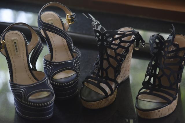 A pair of Miu Miu wedge heels from her closet. (Anshuman Poyrekar/HT PHOTO)