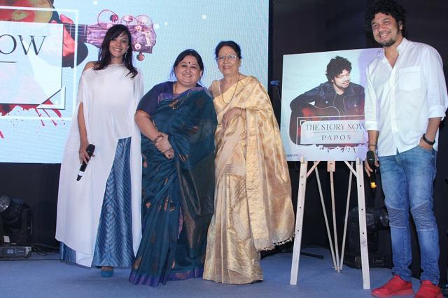 (From left) Manasi Scott, Shubha Mudgal, Archana Mahanta and Papon at the launch of his album, The Story Now. (HT Photo)