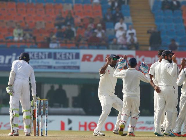 Umesh Yadav struck when he removed Haseeb Hameed for 9 with a lifter. (BCCI)